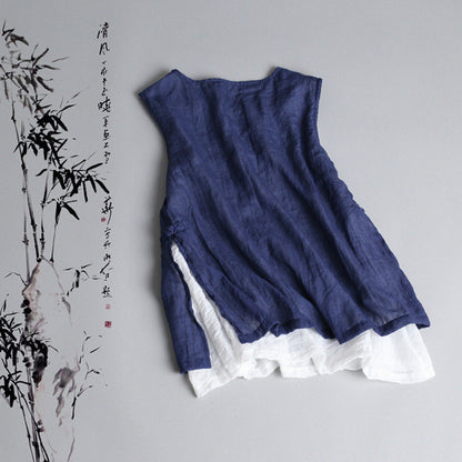 Women's Linen Blend Tank Top Sleeveless Loose Fit Tunic Blouse Casual Summer Cotton Linen Top