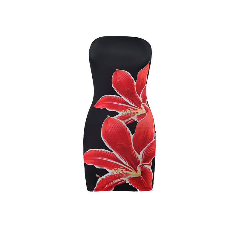 Women's Strapless Floral Mini Dress Bodycon Summer Tube Top Party Dress - Seldom Seen Styles