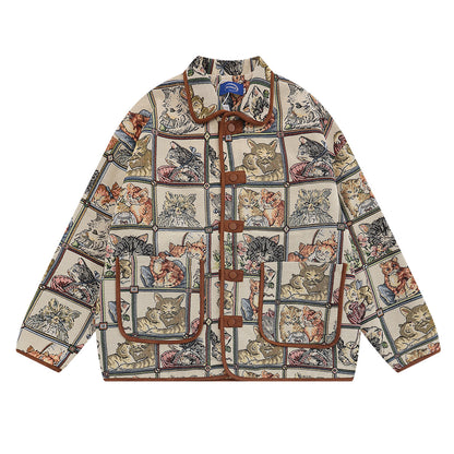 Oversized Cat Print Jacket