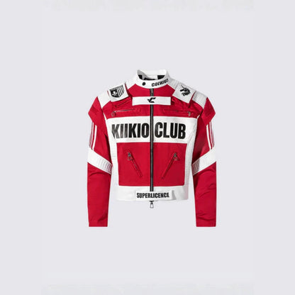KIIKIO Racing Style Oversized Streetwear Jacket with Graphic Prints