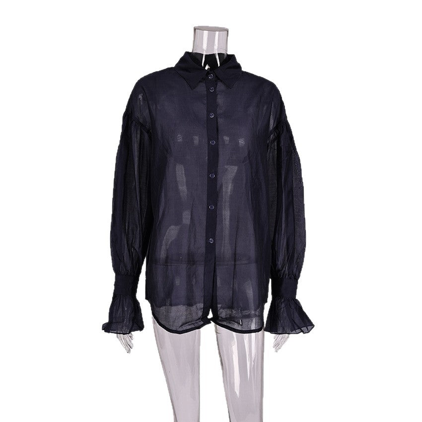 New perspective long-sleeved shirt women's design sense personality fashion temperament casual European and American commuter shirt - Seldom Seen Styles