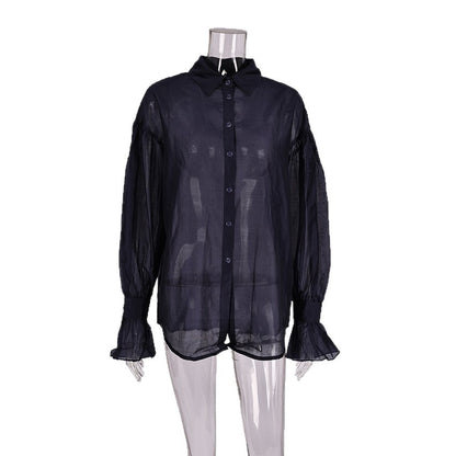 New perspective long-sleeved shirt women's design sense personality fashion temperament casual European and American commuter shirt
