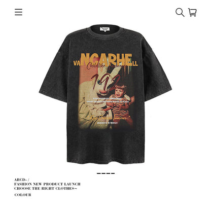 VANCARHELL Infomania Cat Hidden Stroke Black Wash T-shirt