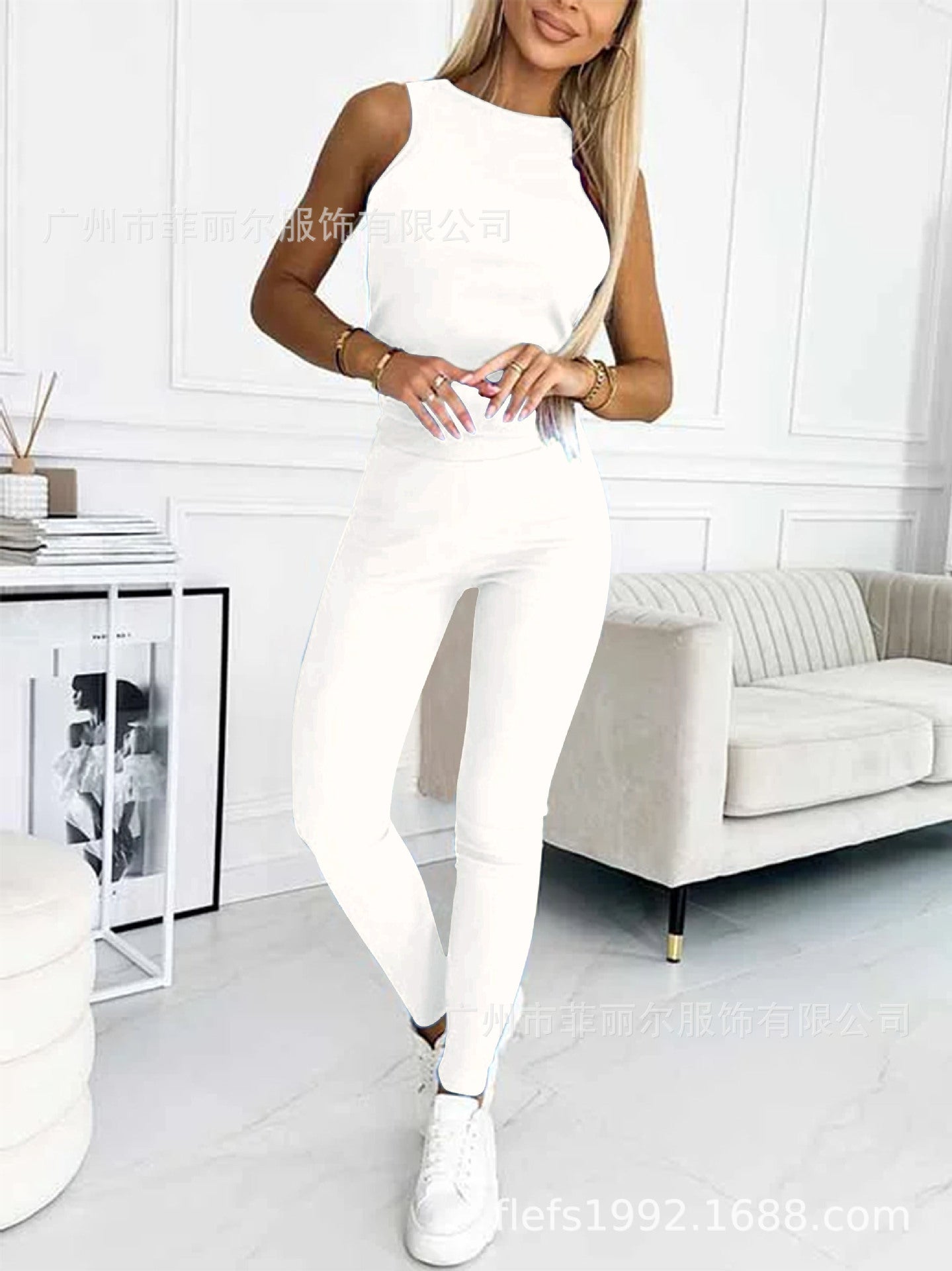 Women's Three Piece Lounge Set Hooded Sweatshirt Tank Top and Leggings Matching Tracksuit Casual Athleisure Outfit