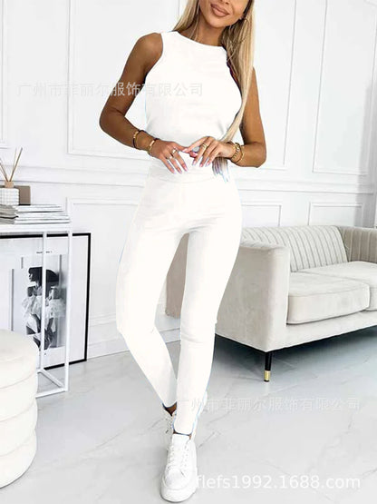 Women's Three Piece Lounge Set Hooded Sweatshirt Tank Top and Leggings Matching Tracksuit Casual Athleisure Outfit