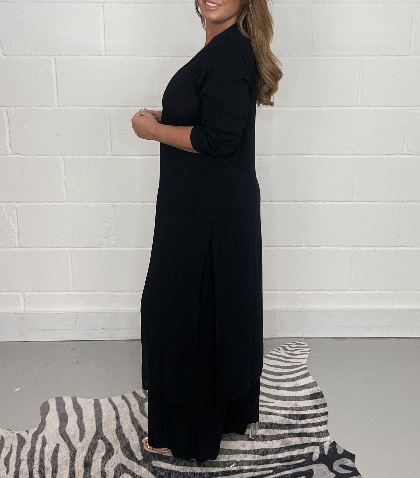 V-Ausschnitt Schlitz Lässiges Zweiteiliges Set