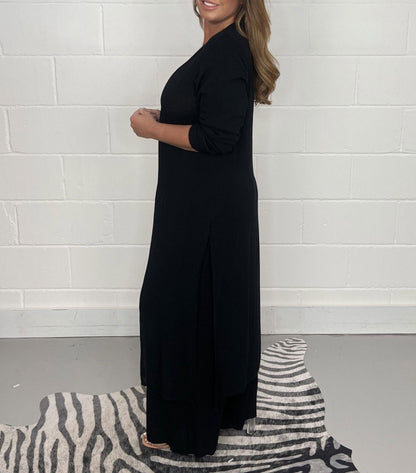 V-Ausschnitt Schlitz Lässiges Zweiteiliges Set