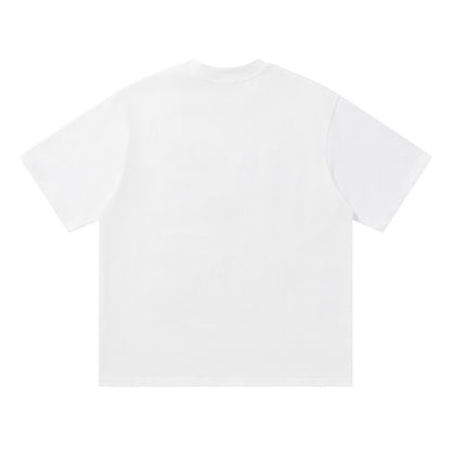 Ocean Doodle Graphic Oversized T-Shirt Short Sleeve Crew Neck Casual Summer Streetwear Tee | Ocean Doodle Tee