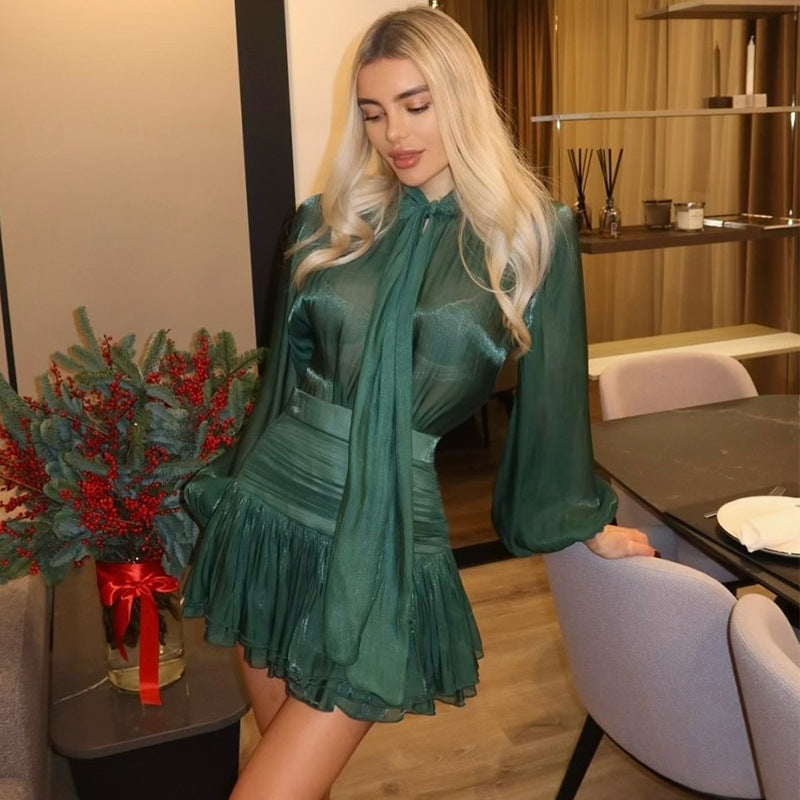 New fashion bow lace-up top high waist pleated skirt casual suit - Seldom Seen Styles