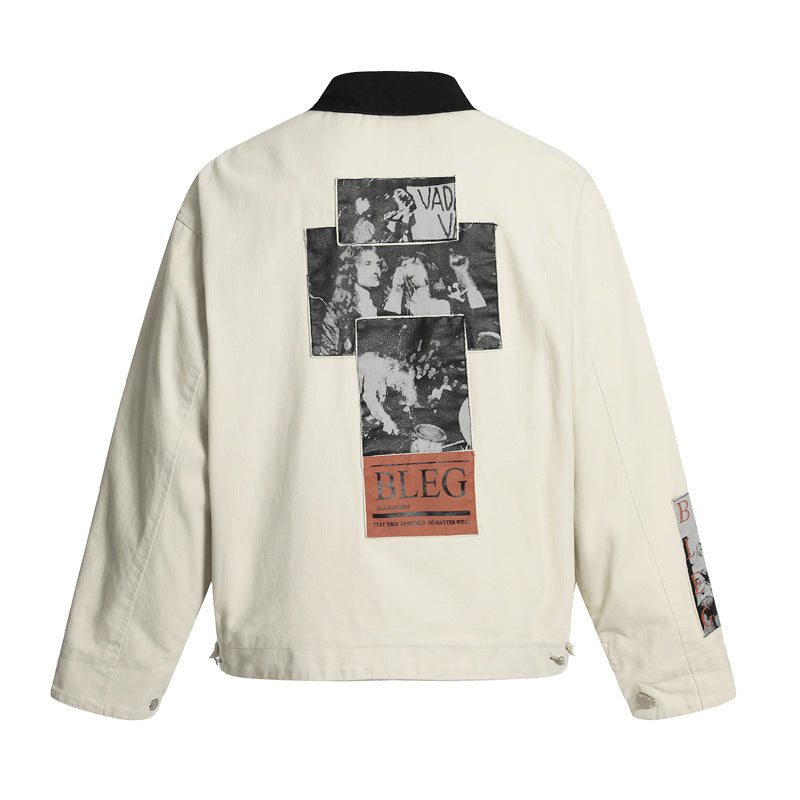Oversized Vintage Tooling Jacket Loose Fit Cotton Cargo Streetwear Spring Fall Unisex Short Coat | Retro Haul