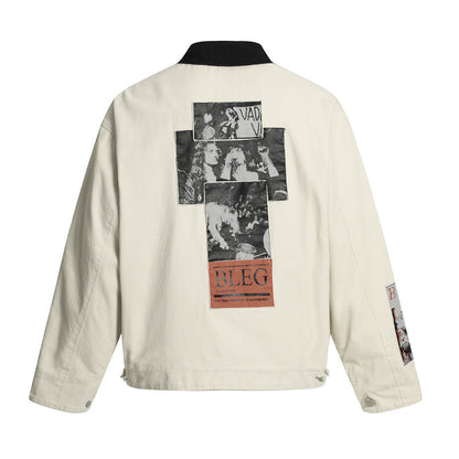 Oversized Vintage Tooling Jacket Loose Fit Cotton Cargo Streetwear Spring Fall Unisex Short Coat | Retro Haul