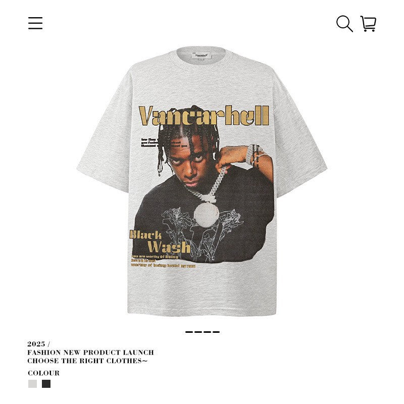 VANCARHELL 16-Grid Cartoon Avatars Graphic Tee