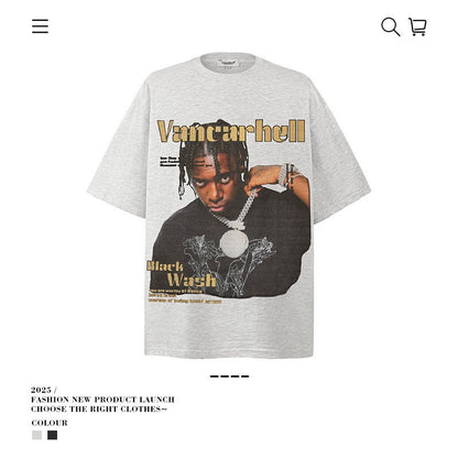 VANCARHELL 16-Grid Cartoon Avatars Graphic Tee