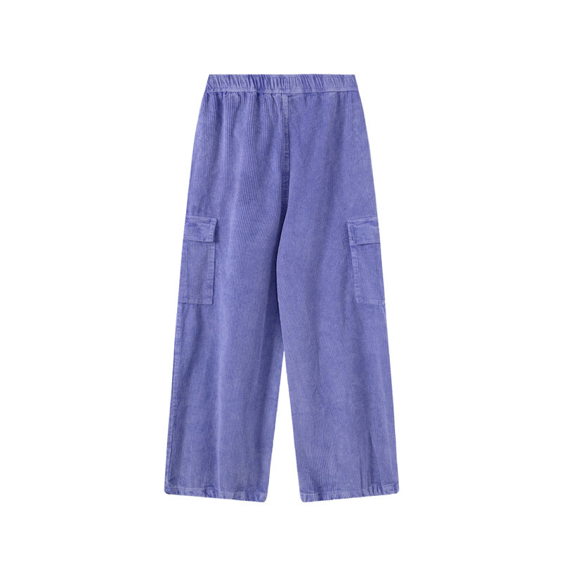 Women's Corduroy Wide Leg Overalls Thickened Oversize Hip Hop Floor-Length Straight Pants Trendy Unisex | Cord Strap Wide