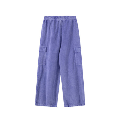 Women's Corduroy Wide Leg Overalls Thickened Oversize Hip Hop Floor-Length Straight Pants Trendy Unisex | Cord Strap Wide