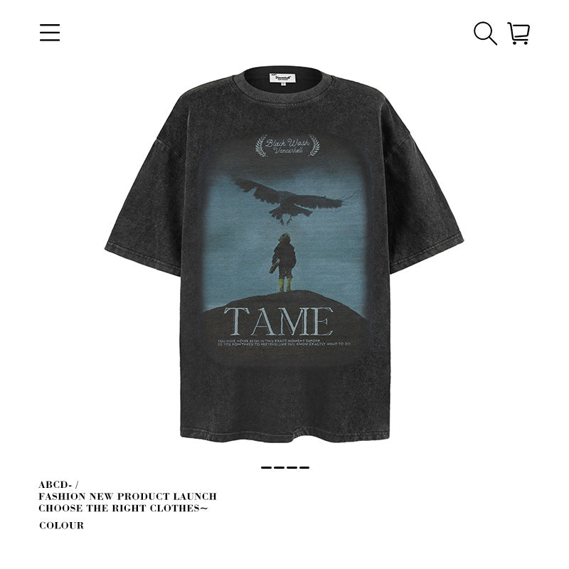 VANCARHELL Infomania Cat Hidden Stroke Black Wash T-shirt