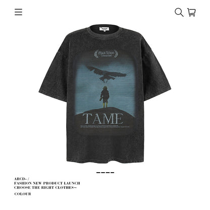 VANCARHELL Infomania Cat Hidden Stroke Black Wash T-shirt