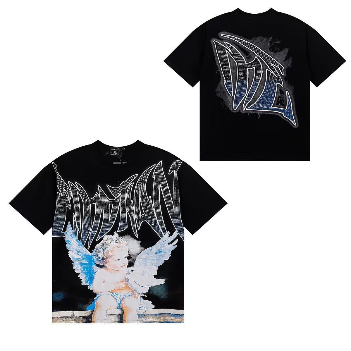 MIXED EMOTIONS Diamond Angel Jetski Rhinestone Tee