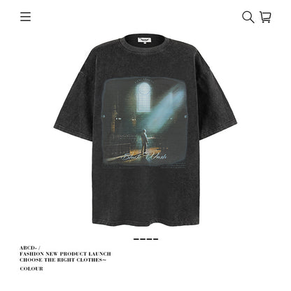 VANCARHELL Infomania Cat Hidden Stroke Black Wash T-shirt