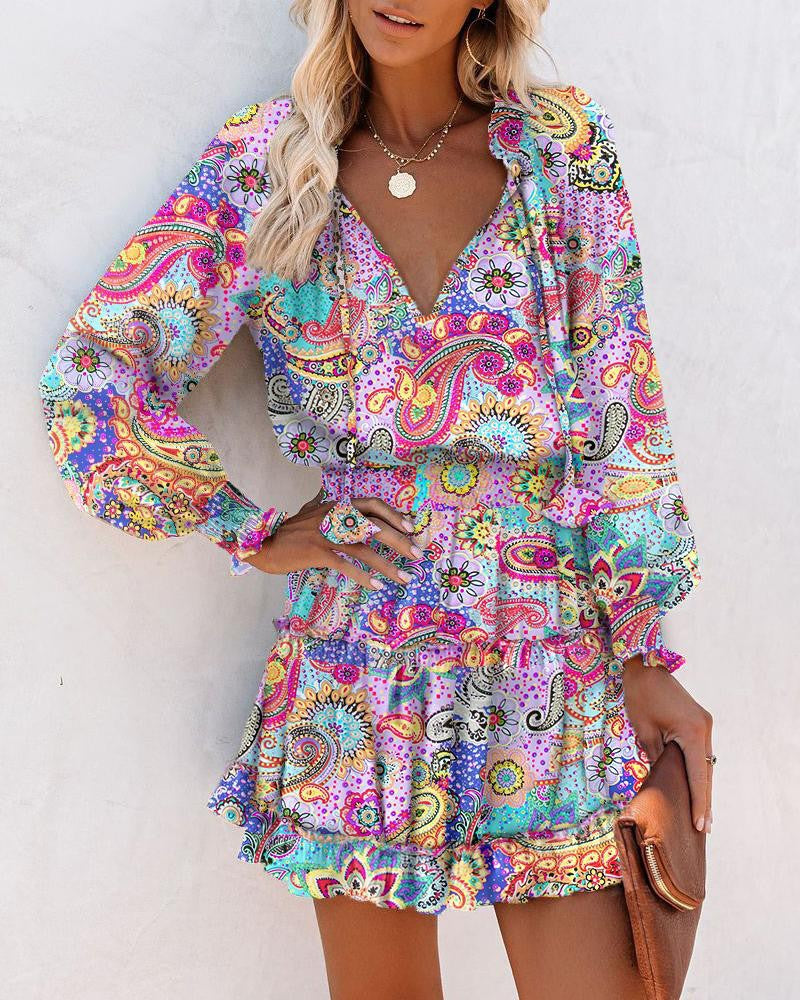 Bold Floral Mini Dress with Tiered Skirt - Seldom Seen Styles