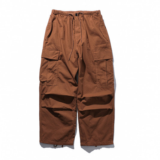 Multi-Pocket Drawstring Elastic Waist Straight Leg Pants Loose Fit Retro Tooling Cargo Floor Pants Dark Streetwear Casual Summer Trousers | Cargo Drift