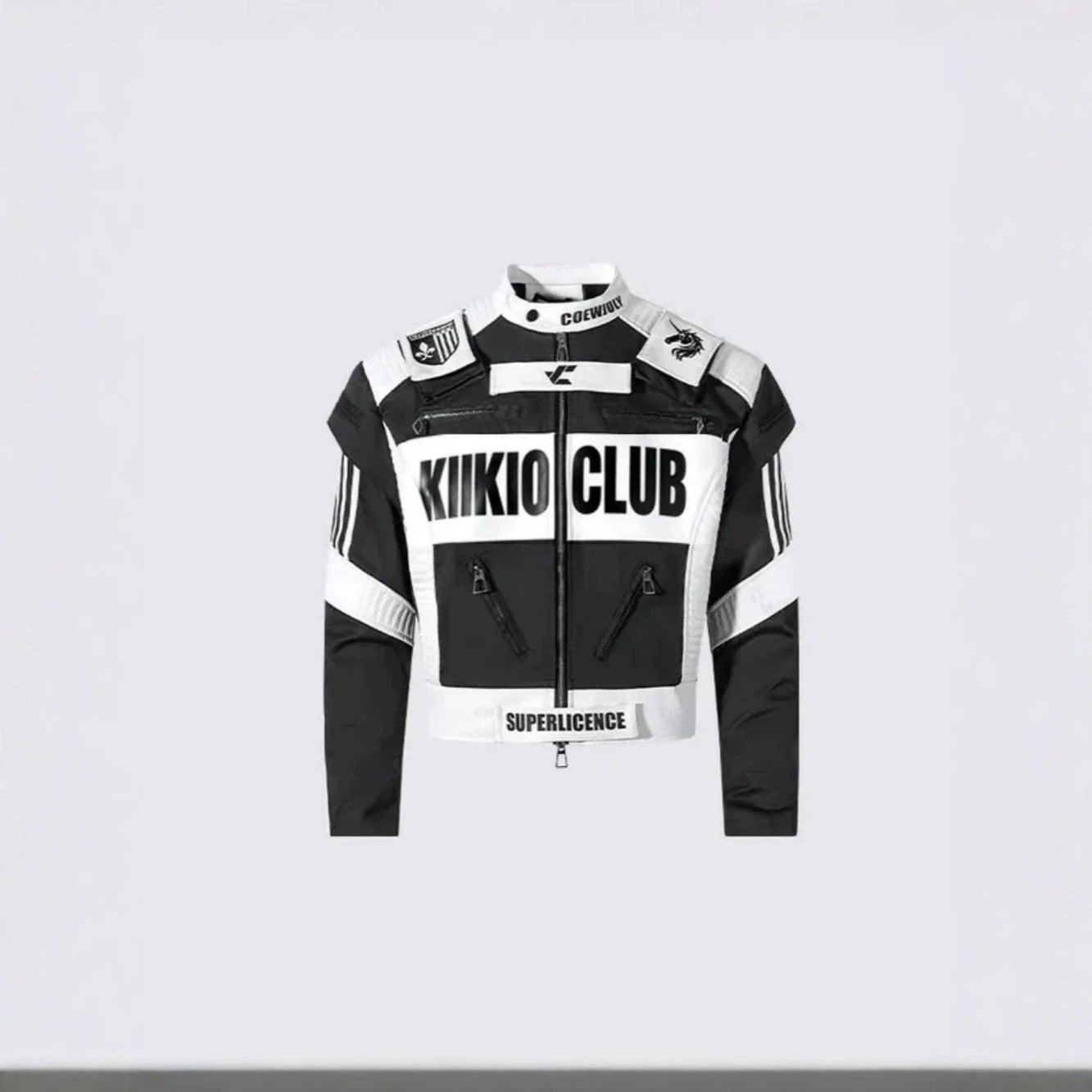 KIIKIO Racing Style Oversized Streetwear Jacket with Graphic Prints