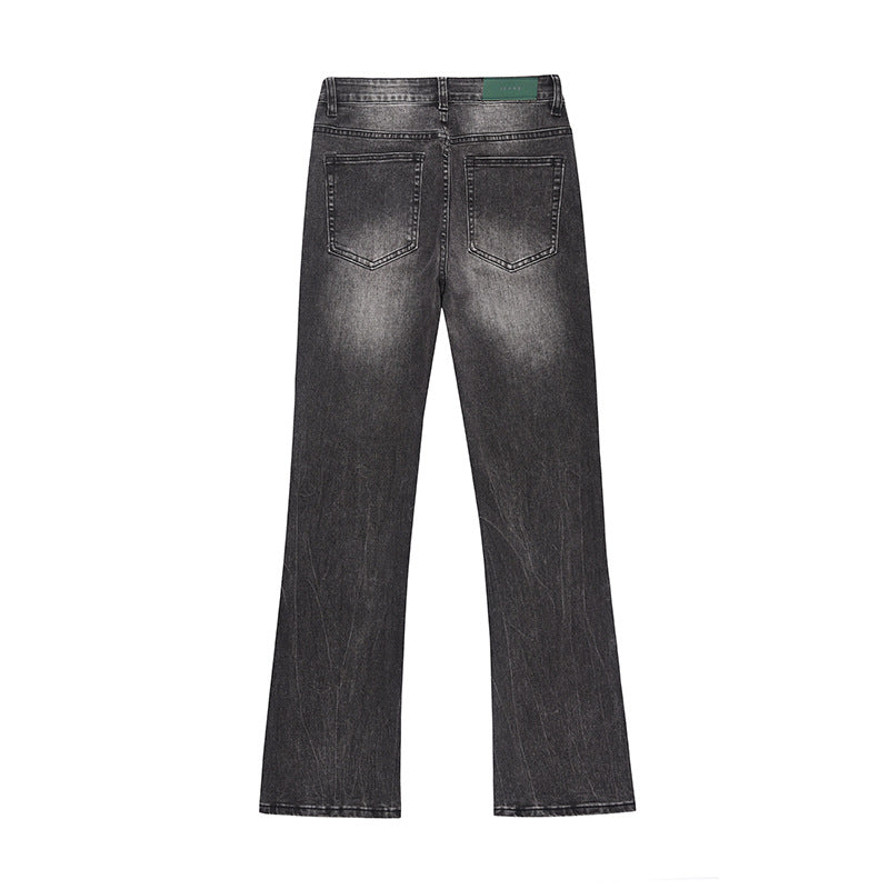 DARKAGE Vintage Wash Black Flared Denim Jeans
