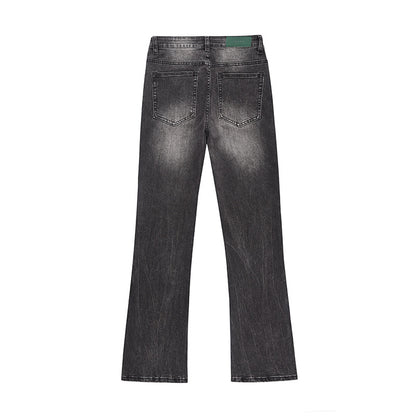 DARKAGE Vintage Wash Black Flared Denim Jeans