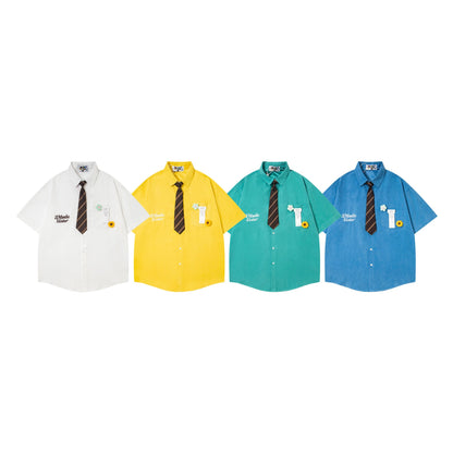 3MODE SISTER Japanese Retro Short-Sleeved Shirt with Tie