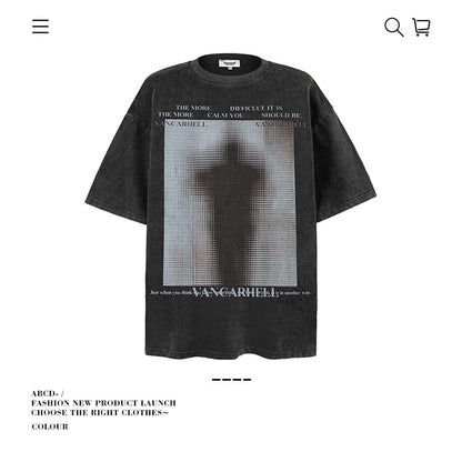 VANCARHELL Infomania Cat Hidden Stroke Black Wash T-shirt