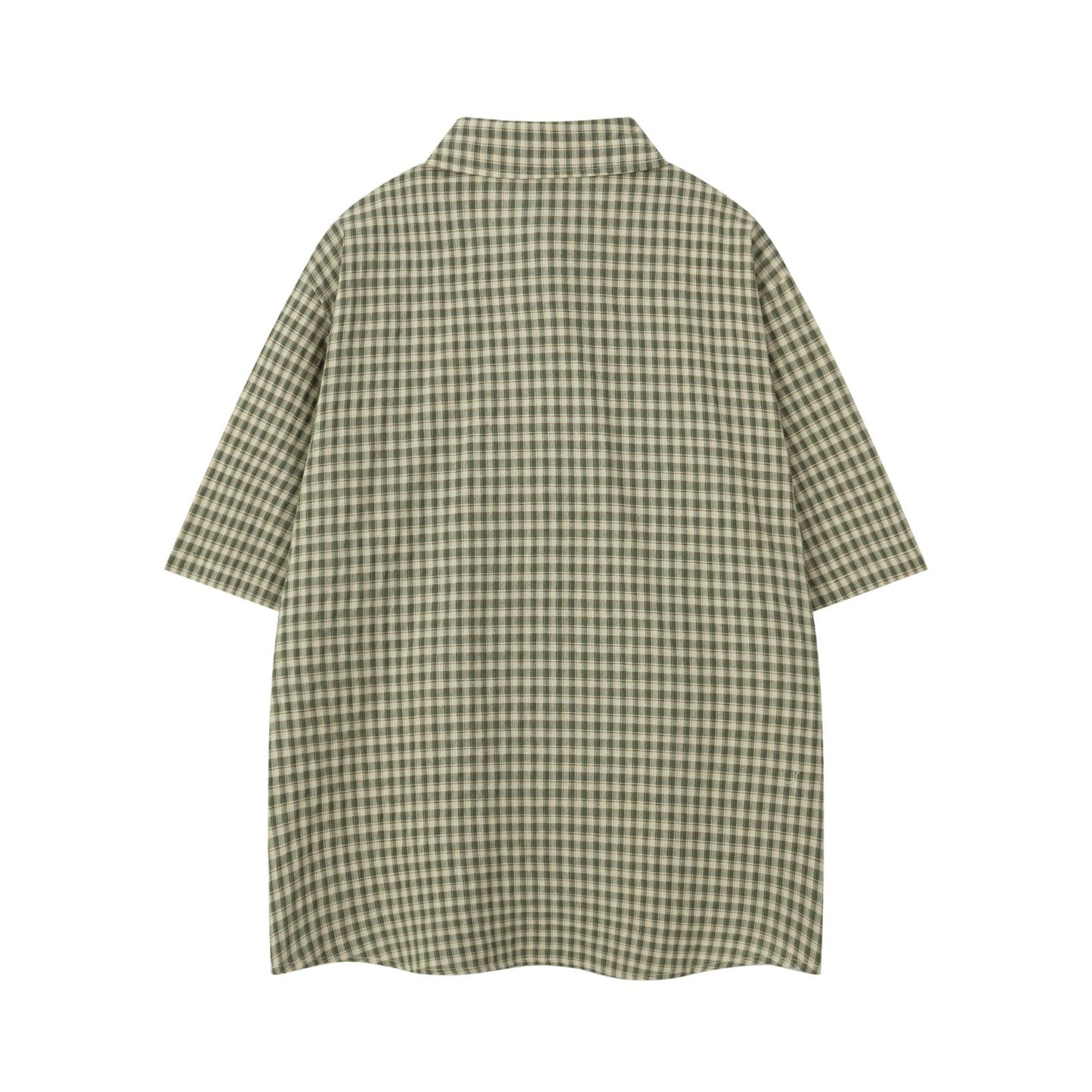 Moment Plaid Embroidery Short Sleeve Shirt Oversized Casual Summer Streetwear Top | Moment Plaid Shirt