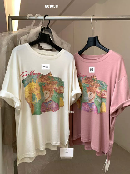 Vintage Art Graphic T-Shirt – Abstract Illustration Loose Fit Casual Oversized Tee