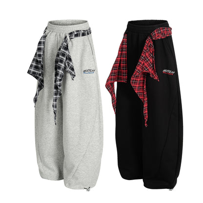 Aelfric Eden Plaid Tie Baggy Barrel Sweatpants
