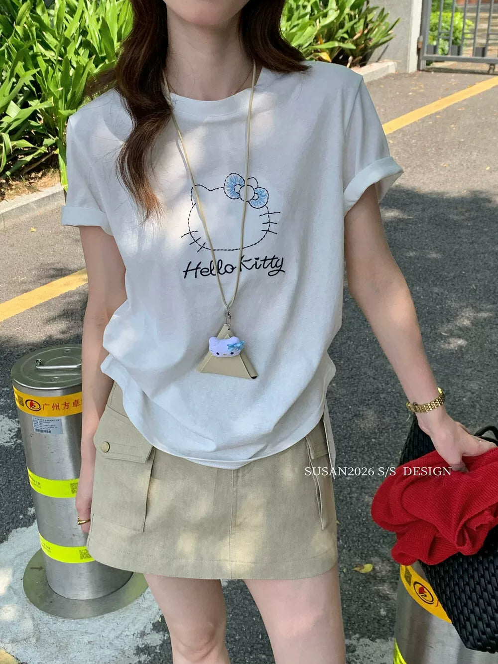 Cute Embroidered Cartoon Cat T-Shirt – Korean Style Slim Fit Casual Summer Tee - Seldom Seen Styles