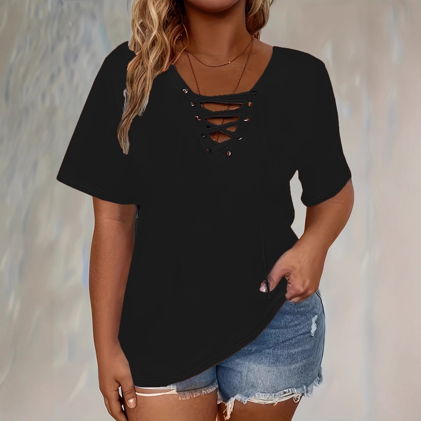 Women's Hollow Out Short Sleeve T-Shirt Top Loose Plus Size Summer Casual Vacation - Seldom Seen Styles