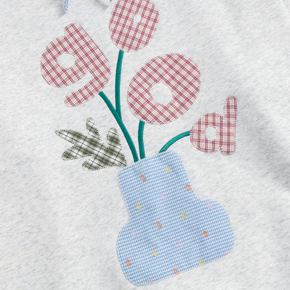 Women's Vase Sticker Print Hoodie Oversized Loose Casual Pullover Autumn Winter Streetwear Sweatshirt | Vase Bloom
