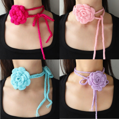 Women's Handmade Woven Flower Choker Necklace Colorful Boho Beach Vacation Summer Jewelry