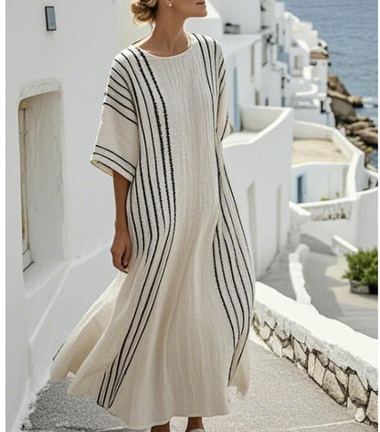 Women's Boho Linen Maxi Dress Oversized Kaftan Beach Cover Up Vacation Resort Dress