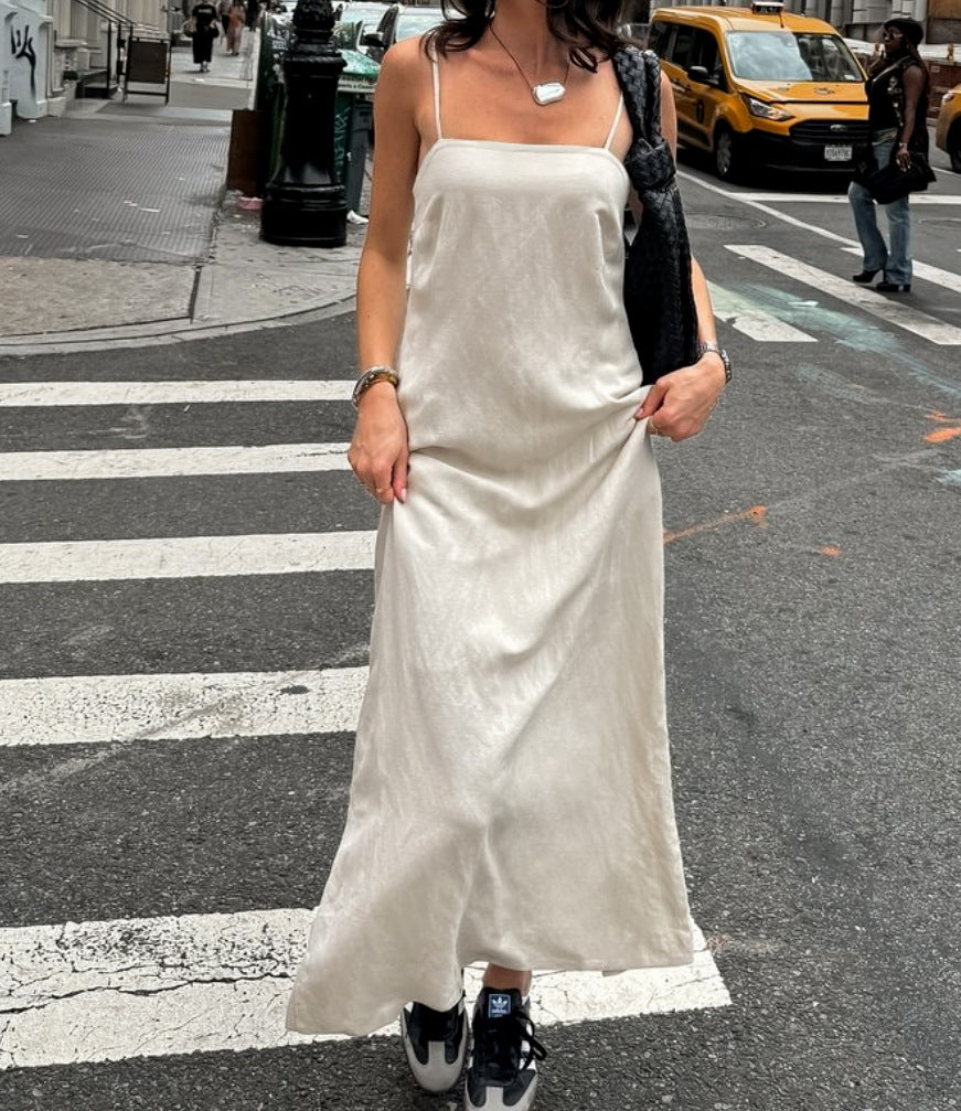 Women's Linen Maxi Dress Spaghetti Strap Cotton Sleeveless Casual Summer Slip Dress - Seldom Seen Styles