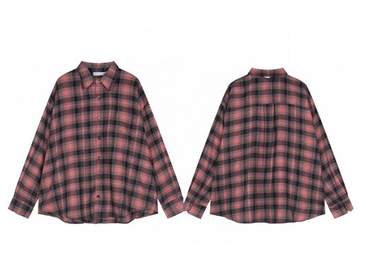 OUR LEGACY Borrowed Shirt in Pink/Black Checked Flannel - Seldom Seen Styles