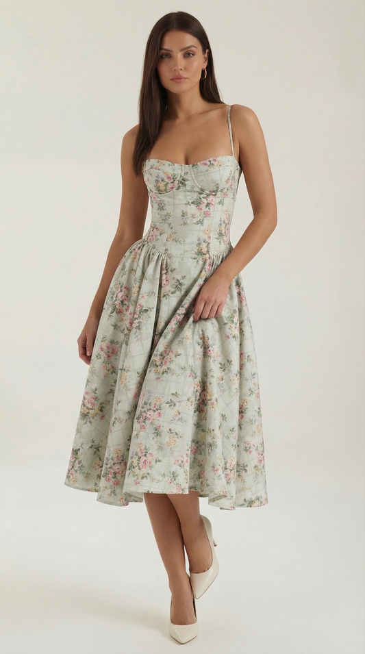 Odette Corset Midi Dress - Seldom Seen Styles
