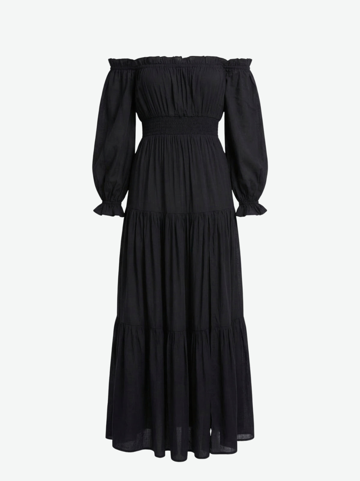 Off-Shoulder Smocked Waist Maxi Dress - Seldom Seen Styles