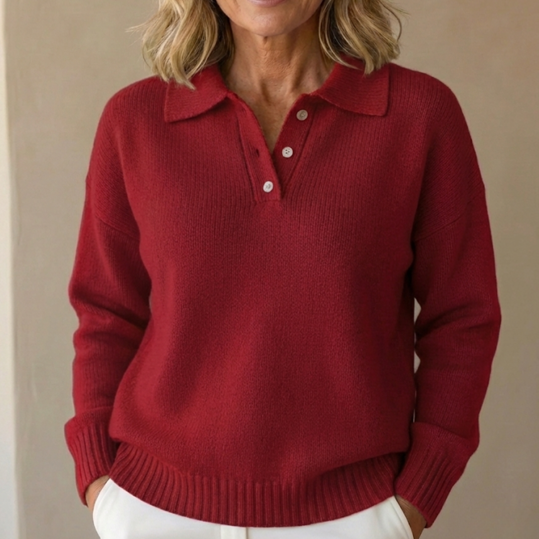 Olivia | Soft Knit Sweater with Collar - Seldom Seen Styles