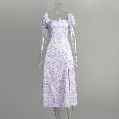 Robe longue florale à une épaule, nouvelle collection été, sexy, fendue, coupe ajustée, élégante