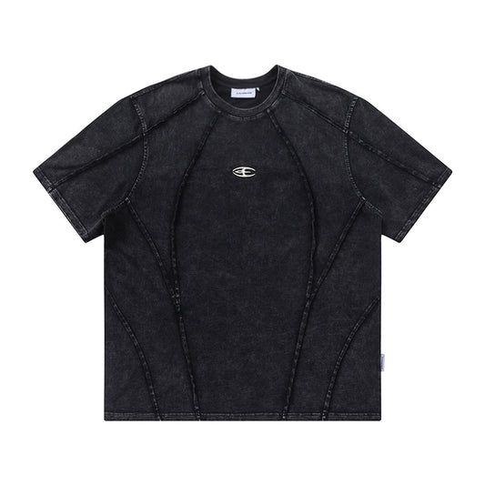 Oversized Split Splicing Raw Edge Round Neck Short Sleeve T-Shirt Washed Vintage Deconstructed Streetwear Summer Casual Tee | Split Edge Tee - Seldom Seen Styles