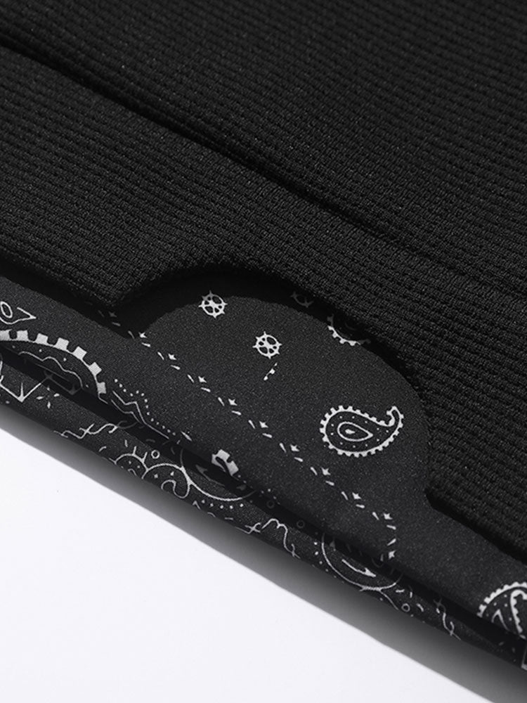 Paisley Print Panel Waffle Sweatshirt - Seldom Seen Styles