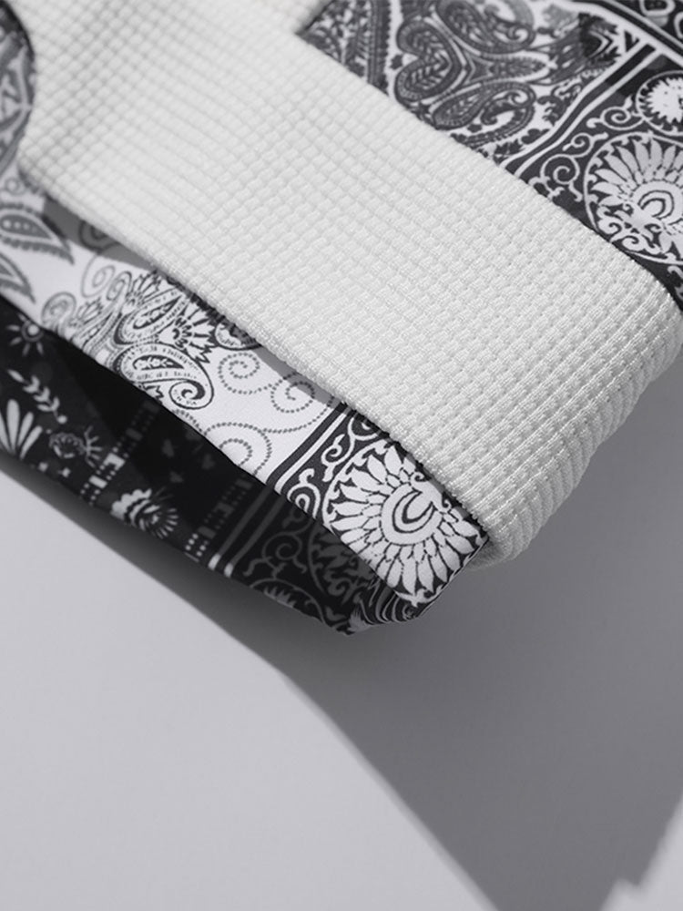 Paisley Print Panel Waffle Sweatshirt - Seldom Seen Styles