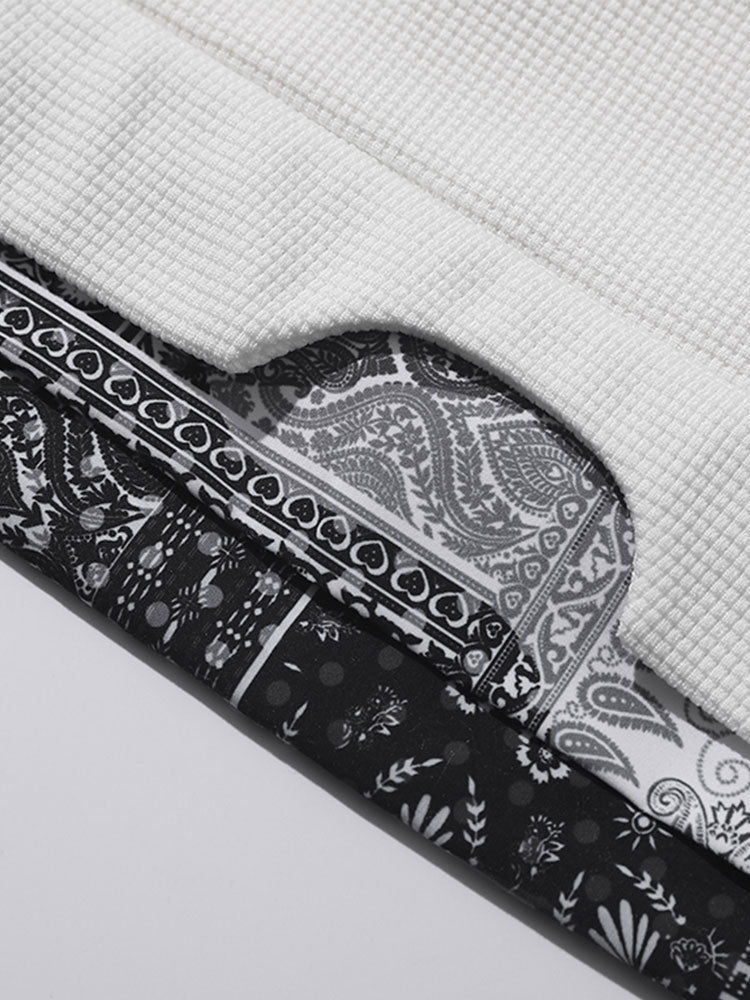 Paisley Print Panel Waffle Sweatshirt - Seldom Seen Styles
