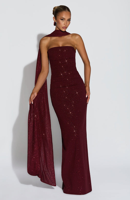 Pandra Maxi Dress - Wine Sparkle - Seldom Seen Styles