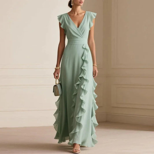 Patricia Ruffle Trim Maxi Dress - Seldom Seen Styles